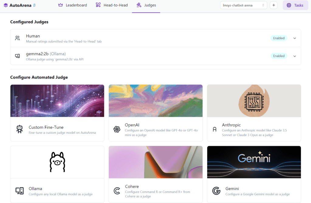 Configuring Judges on AutoArena